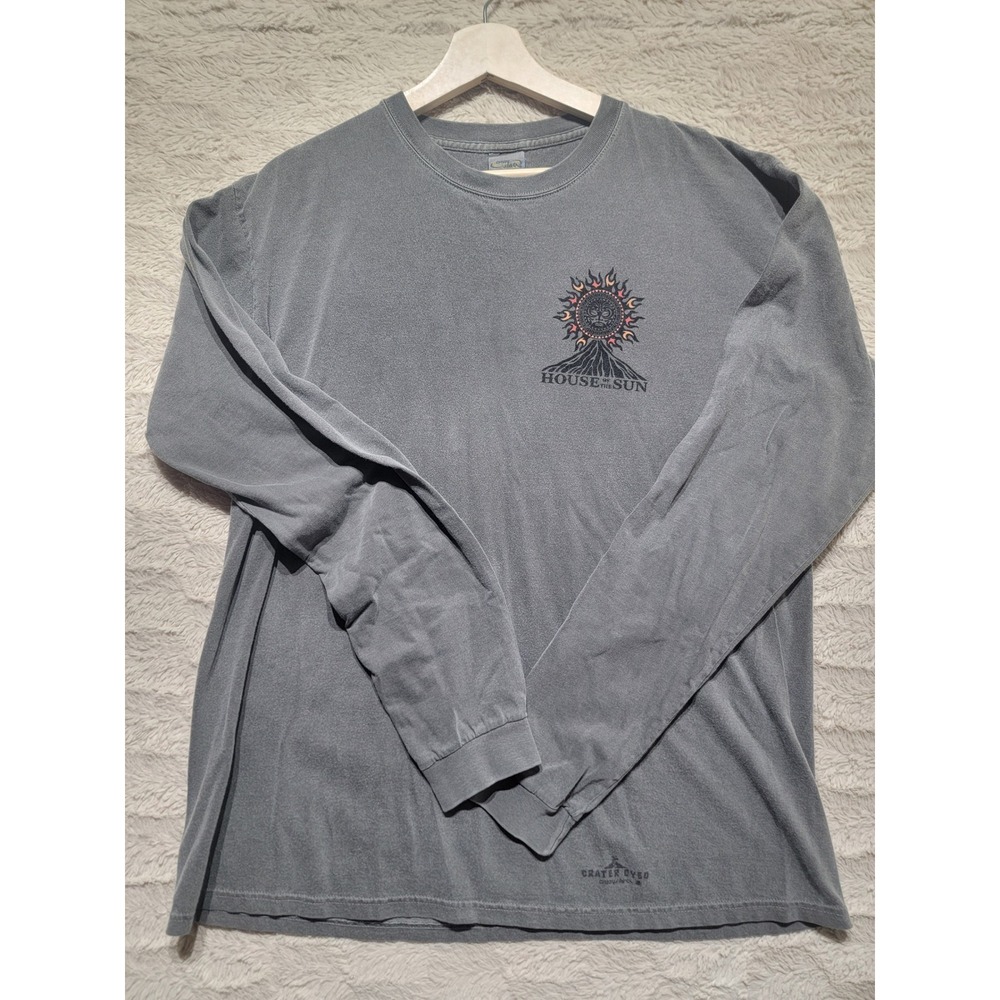Crazy Shirts Hawaii Mens Medium Crater Dyed House of the Sun Haleakala Maui Gray